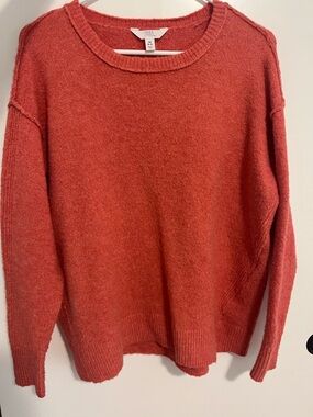 Time and Tru Cozy Crewneck Sweater in Burnt Orange